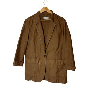 Everlane Organic Cotton Relaxed Oversized Blazer Jacket Brown Large L Womens